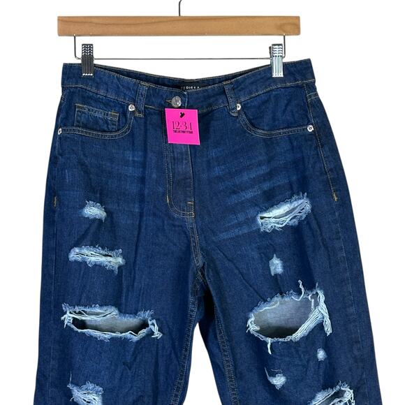 NWT Parisian ASOS Boyfriend Jeans Womens 10 Dark Wash Distressed Slouchy Tomboy - Picture 5 of 7